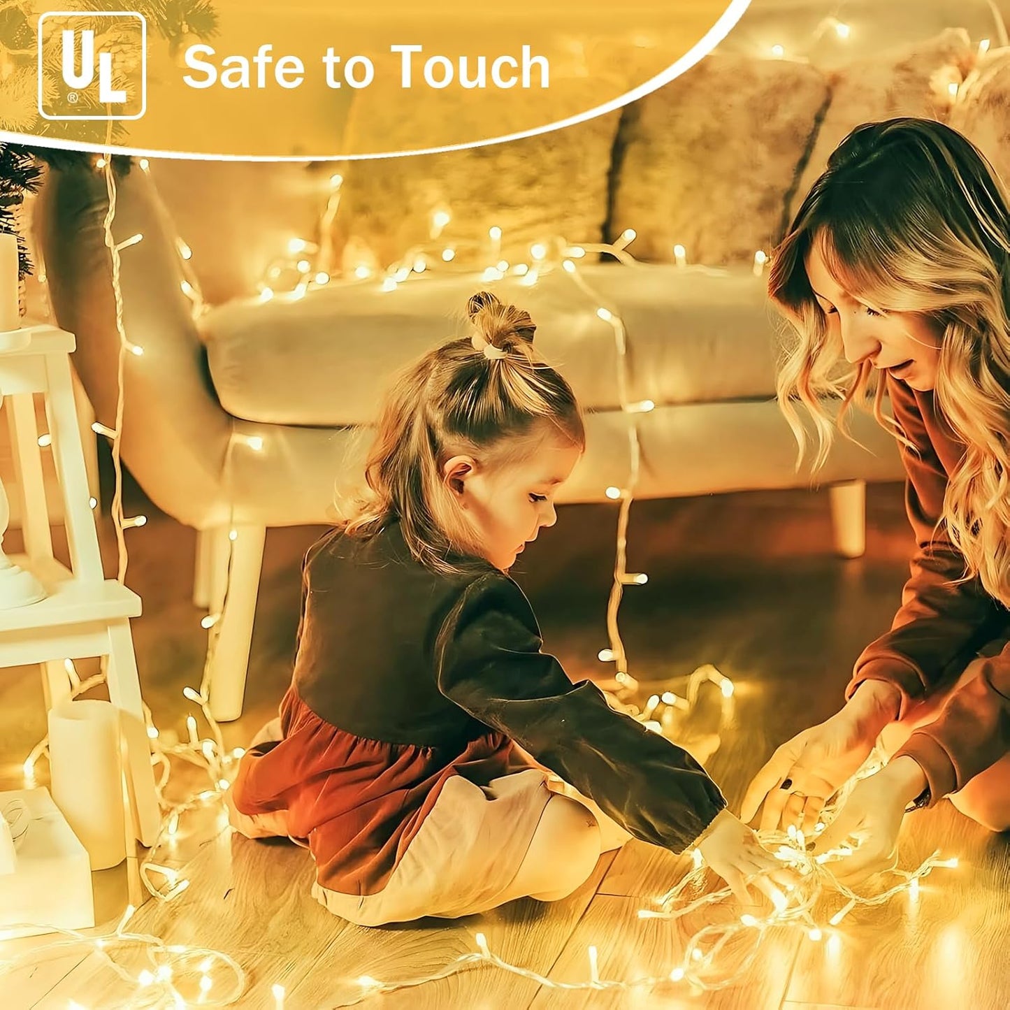 Connectable 200 LED String Lights Indoor Outdoor with Timer, 66FT 13 Modes Warm White Christmas Lights Waterproof, Twinkle Fairy Lights Plug in Clear Wire for Christmas Tree, Bedroom, Classroom Decor